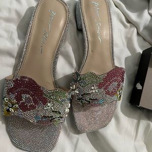 Betsey Johnson floral Rhinestone sandals